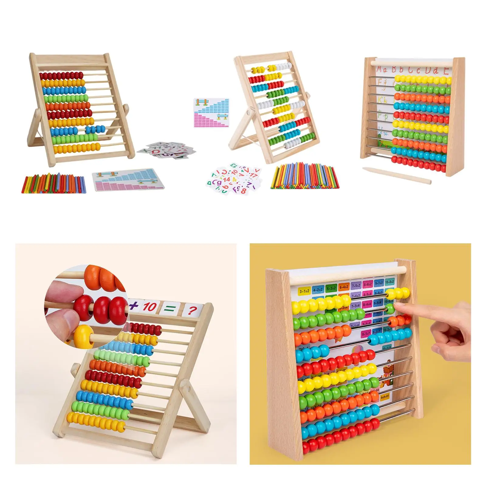 Boulier en bois classique pour enfants, outil de comptage, jeu de réflexion pour garçons, tout-petits, cadeaux d'anniversaire