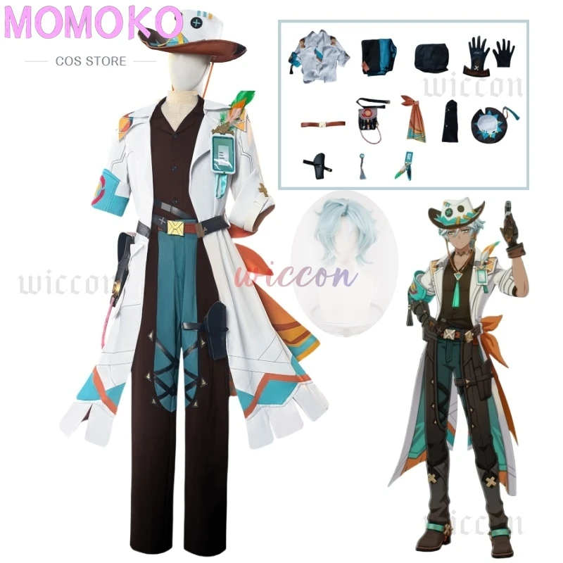 

Genshin Impact Ifa Cosplay Costume Wig White Coat Uniform Outfit Hat Bag Props Full Set Men Women Girls Tlalocan Party Halloween