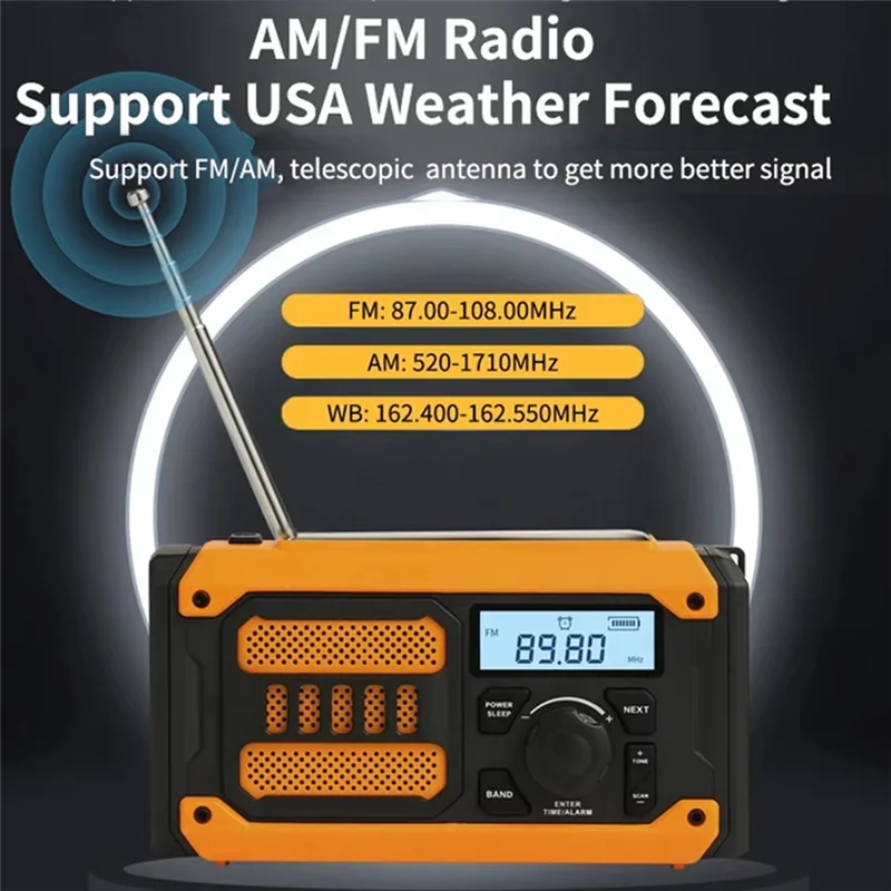 Przenośne radio awaryjne na energię słoneczną Radio z możliwością ładowania na energię słoneczną Mini FM AM Radio z korbą ręczną i latarką Power Bank