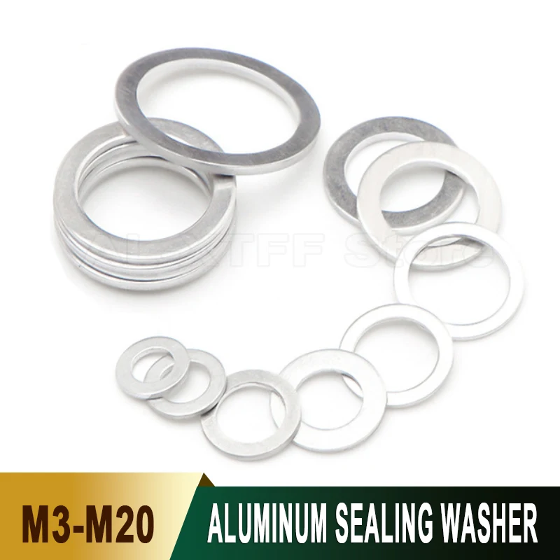 

10-50Pcs M3 M5 M6 M8 M10 M12 To M20 Aluminum Flat Oil Seal Accessories Gasket Ring Gasket Thickness 0.5-3mm Hardware Accessories