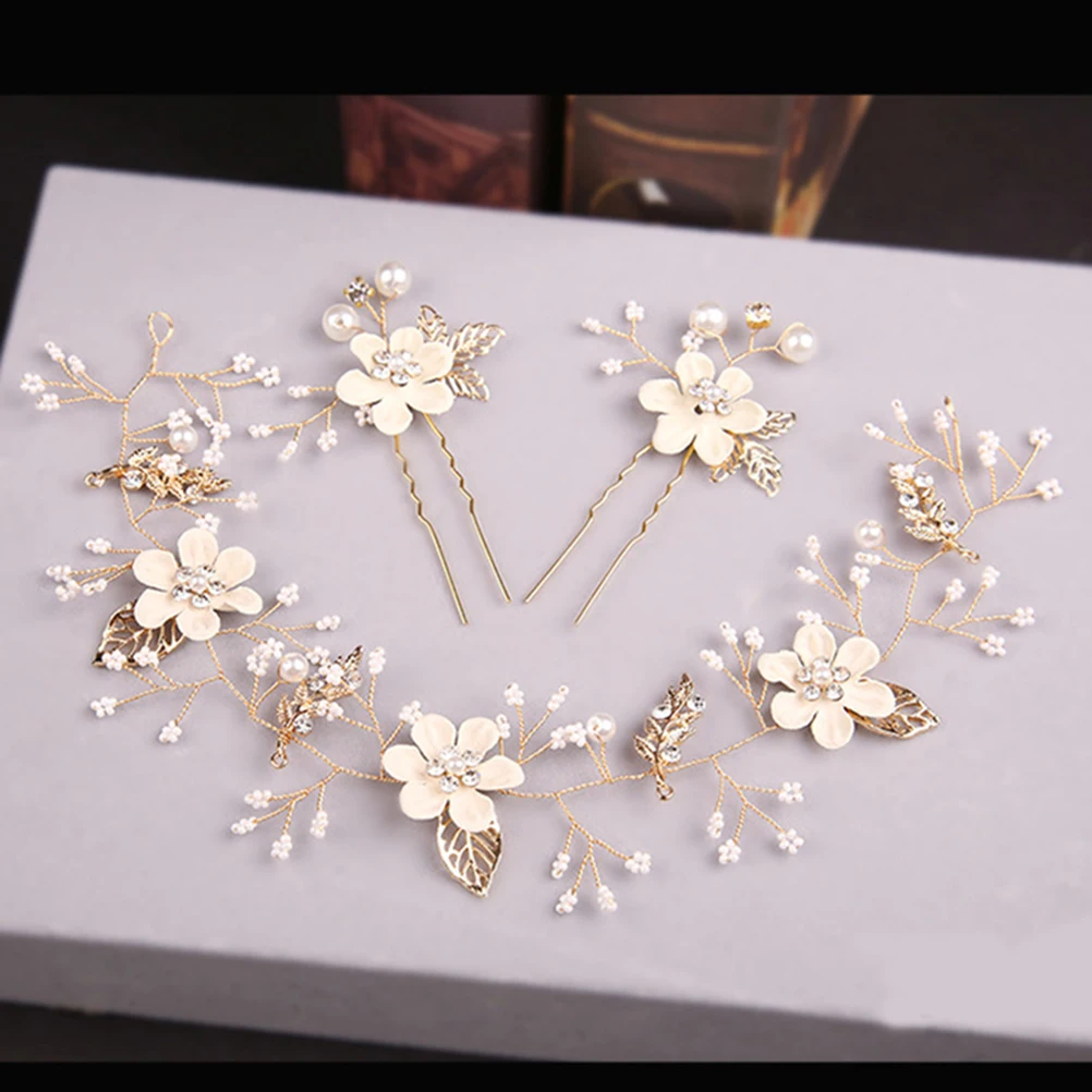 

Bridal Hair Accessories for Women Pearl Headband Bride Wedding Headgear Handmade White Miss