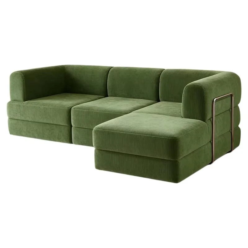 Vacuum compression medieval style flocking cover sofa module foldable double-purpose tofu block sofa bed for living room
