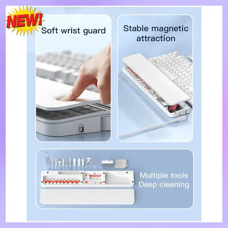 T24C 22-In-1 Set Pembersih Bantalan Keyboard Komputer, Set Alat Pembersih Multifungsi untuk Bantalan Pembersih Keyboard Notebook