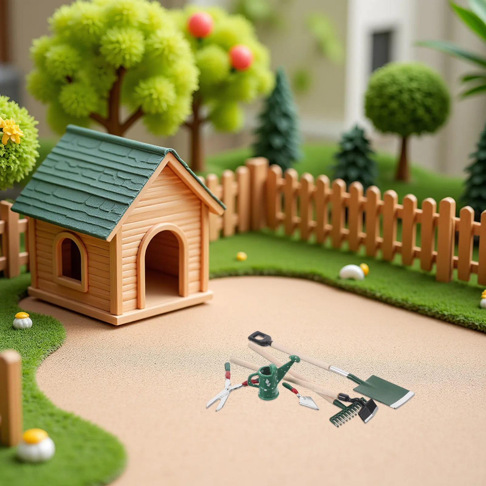 

6 Pcs Toy Room Micro Garden Tools Work Watering Can Wooden Dollhouse Miniature Simulation Farm