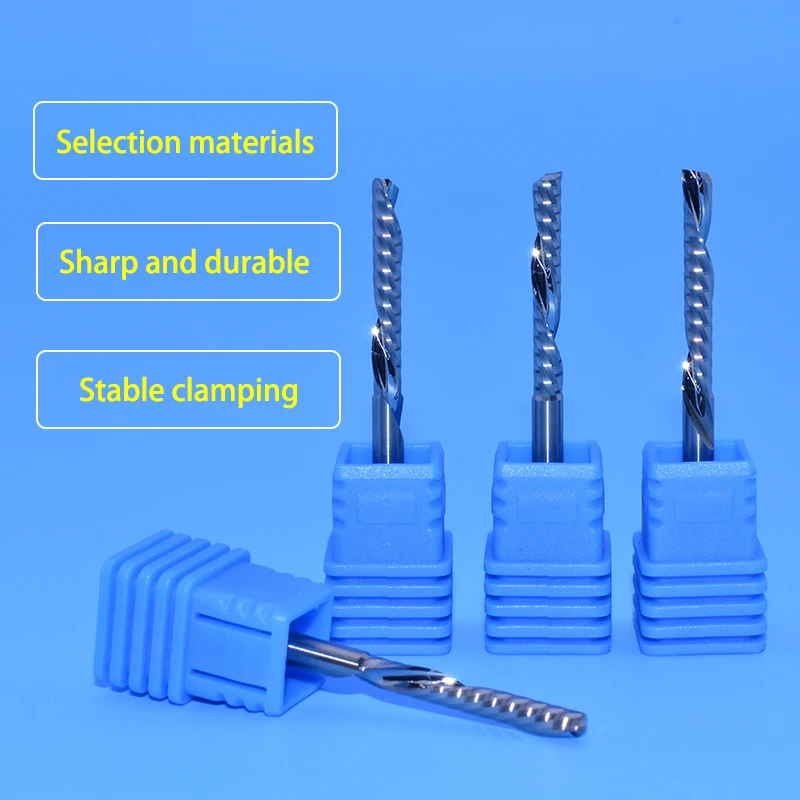 3.175*0.5*0.5mm One Spiral Flute Tungsten Carbide Micro End Mill , CNC Router Bits Wood Cutter Tool