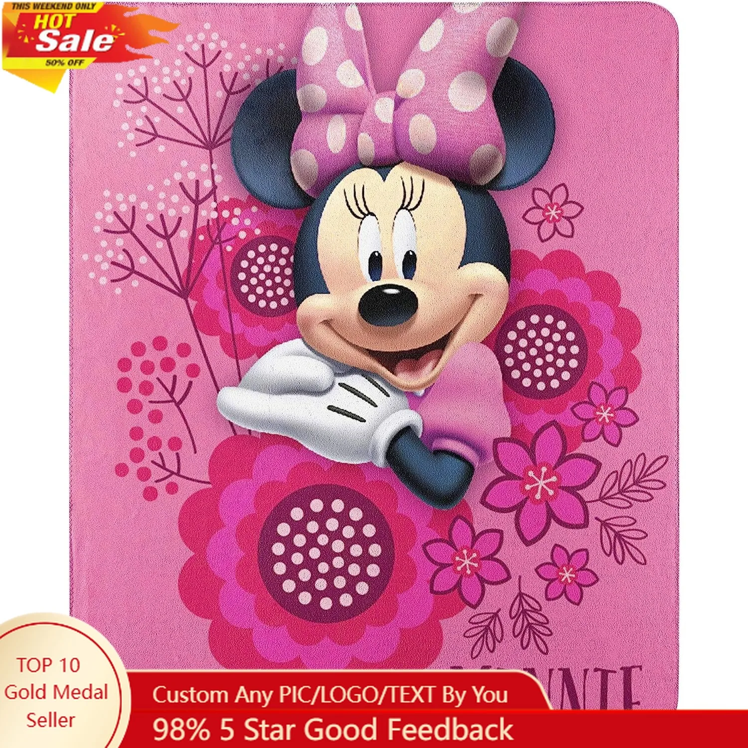 

Minnie Mouse Blankets Disney Cartoon Plush Blanket Soft Indoor Decoration Adult Child Holiday Party Gifts Warm Custom Wearable