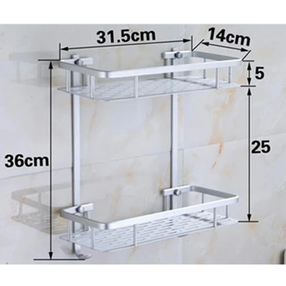 Aluminium Storage Rack Bathroom Shower Bath Holder For Shampoos Shower Gel Kitchen Home Balcony Shelf Hanging Rack Hook