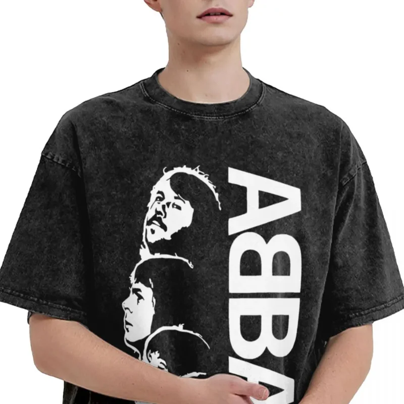 Abba dancing band graphic washed T-shirts Hipster Beach tee shirt vintage design cotton clothes dropshipping