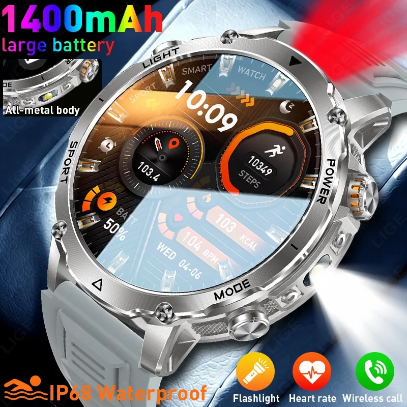 LIGE Novo Outdoor Ultra Durável Homens Smartwatch Freqüência Cardíaca Bluetooth Chamada 5ATM À Prova D 'Água 1400mAh Bateria Esportes Relógio Inteligente Masculino