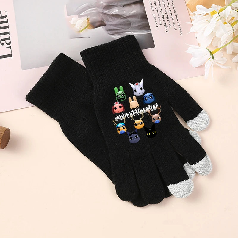 Game Animals Hospitals Knitted Gloves Boys Girls Anime Touchable Screen Glove Kids Winter Warm Mittens Accessory Children Gift