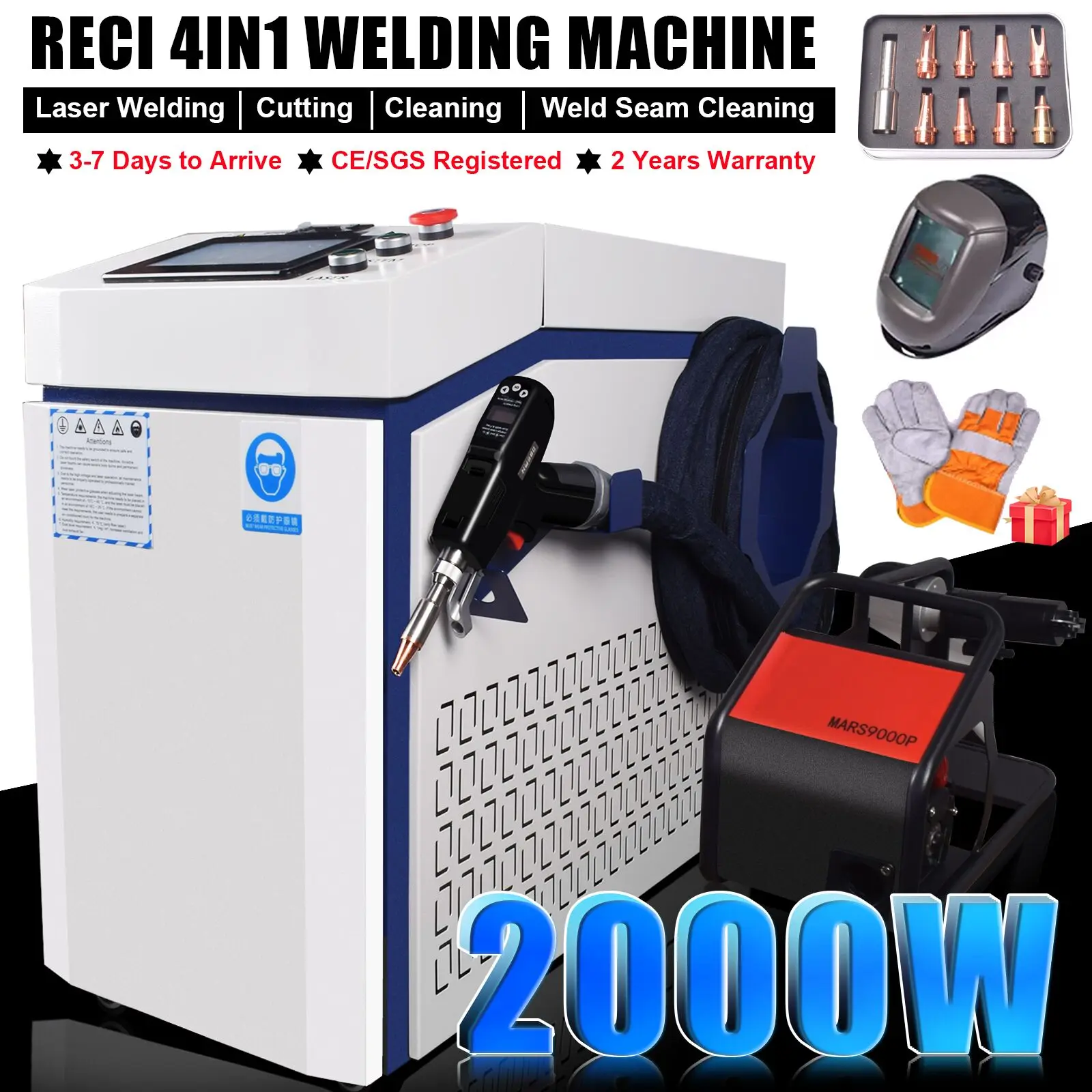 2000W Laser Welder 4 IN 1 Fiber Laser Welding Cutting Cleaning Soldering Machine Handheld Reci Fiber Laser Welder for All Metal