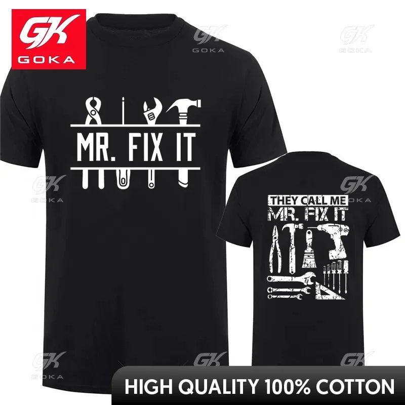 They Call Me Mr Fix It Men T-shirts Handyman Dad Repairman Father TShirt Funny Graphic Back Printed Tees Male Oversized Clothing