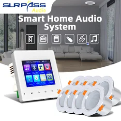 Smart Home-amplificador de pared con pantalla HD de 3,5 pulgadas, sistema de Audio de 3 pulgadas a prueba de polvo, juego de reproductor de altavoz de techo Coxial con FM/tarjeta TF/USB