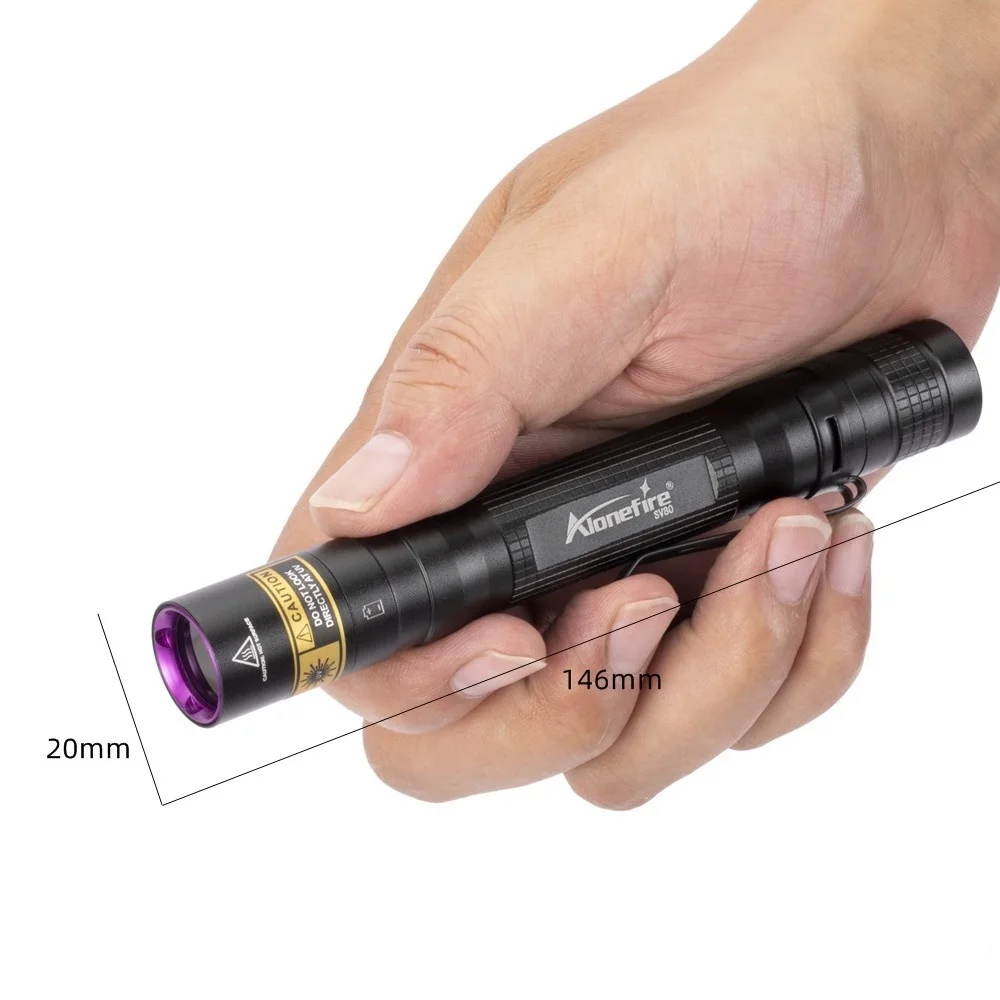 SV80 Pen UV flashlight 365nm led Mini Blacklight Invisible Torch Leakage Money Cat tinea Pet Urine Marker Ore Check AA battery