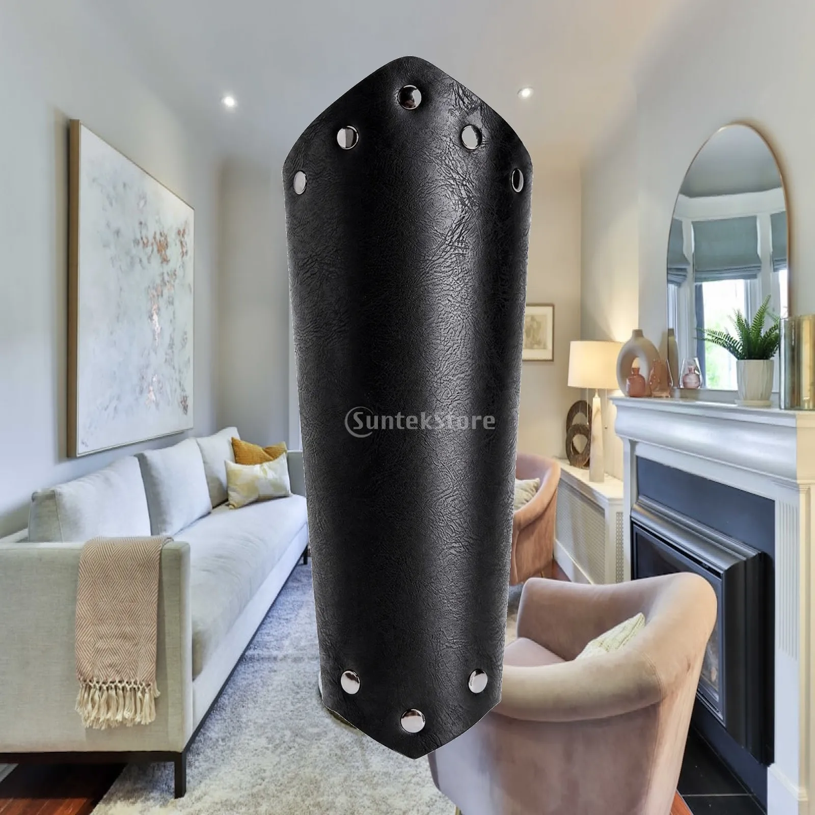 PU Leather Arm Protector for Costume Medieval Knight Forearm Guard with Rivet Details for Themed Party