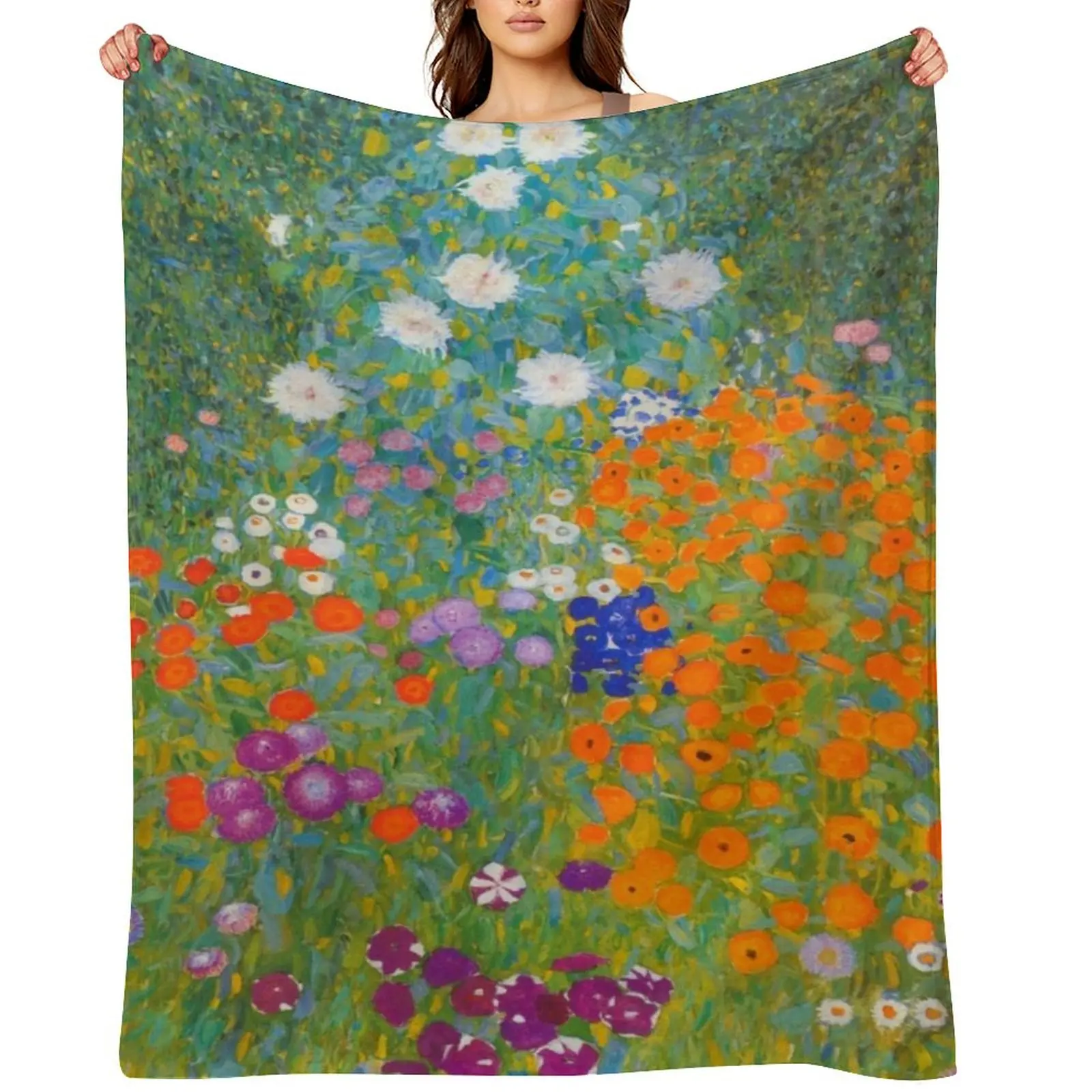 

Gustav Klimt - Blumengarten (Flower Garden) Throw Blanket valentine gift ideas Designers Picnic Soft Beds Blankets