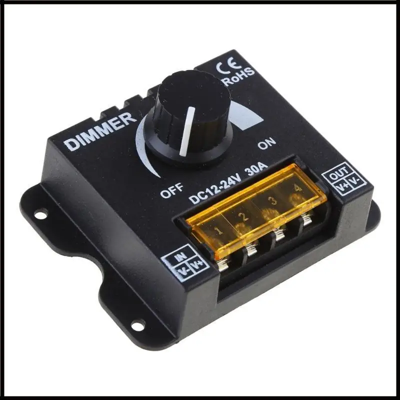 DC12V 24V 30A Hard Soft LED Light Strip Dimmer Knob Adjust Brightness ON/Off Switch PWM Dimming Controller for Dimmer