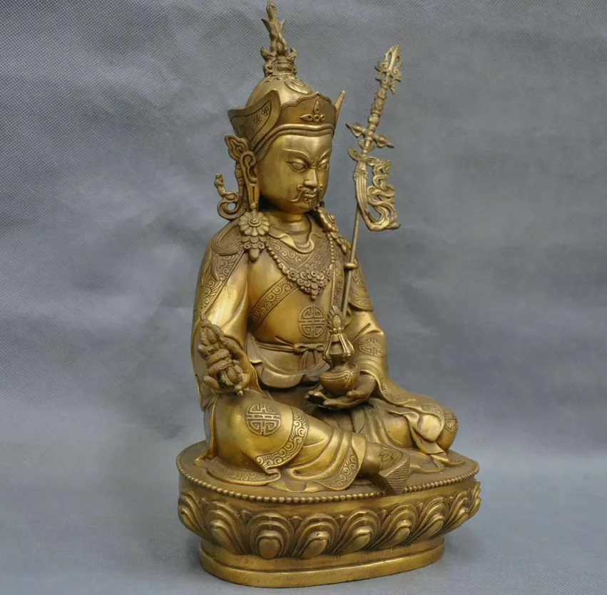 12inch copper Lotus Born Guru Padmasambhava Buddha Statue Rinpoche Orgyen menla