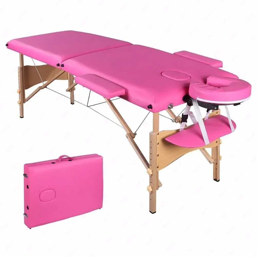 Multifunctional Portable 3 Fold Thai Korea Foldable Wood Cupping Treatment SPA Tattoo Table Massage Bed