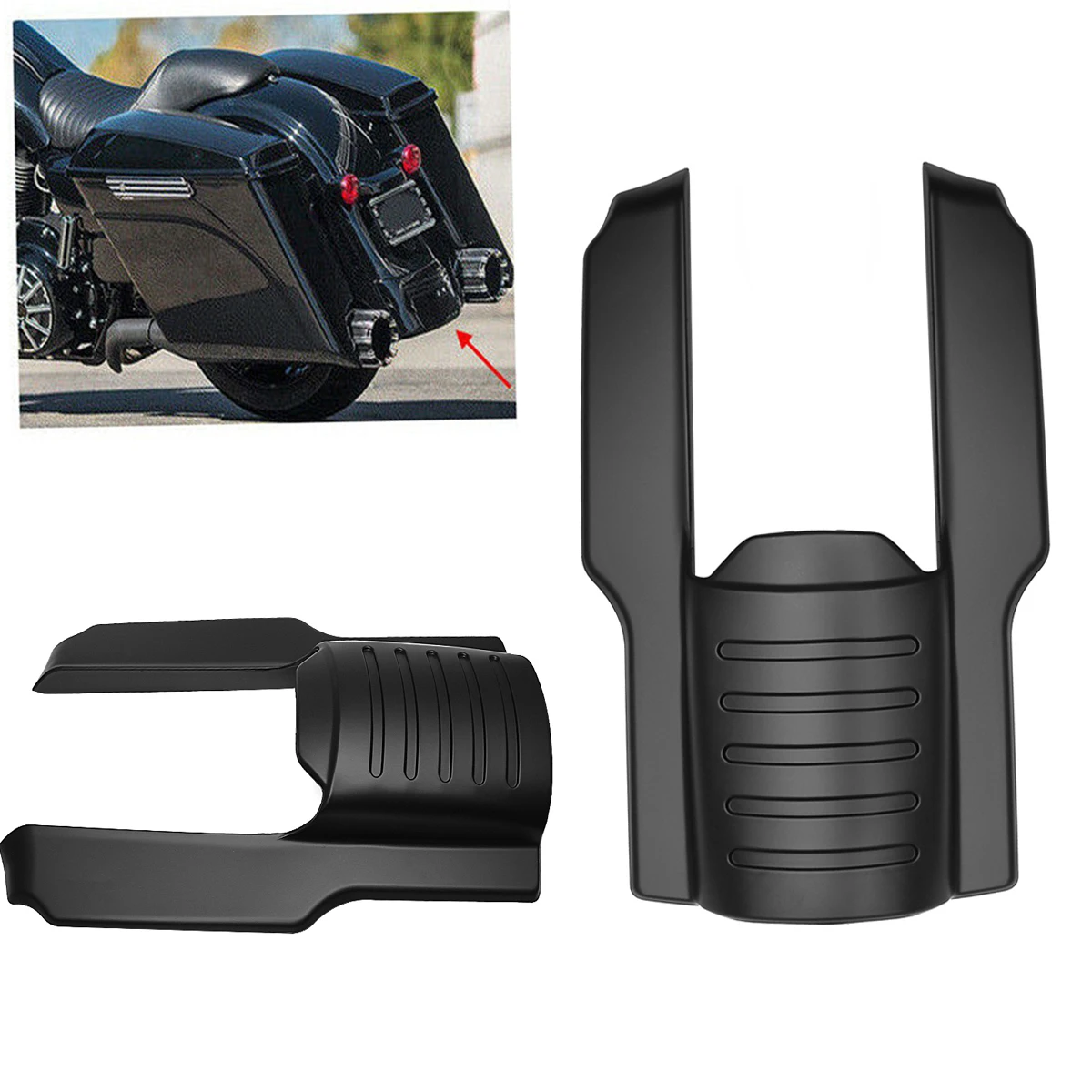 

Matte Black 7" Motorcycle Rear Fender Extension Stretched Bag Filler For Harley Touring Road King Street Glide 1996-2008