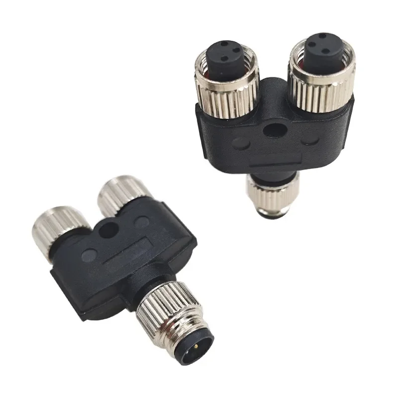 

2pcs M8 3pin M8-4 1 split 2 Y-type adapter plug 1 male to 2 female splitter circular sensor connector
