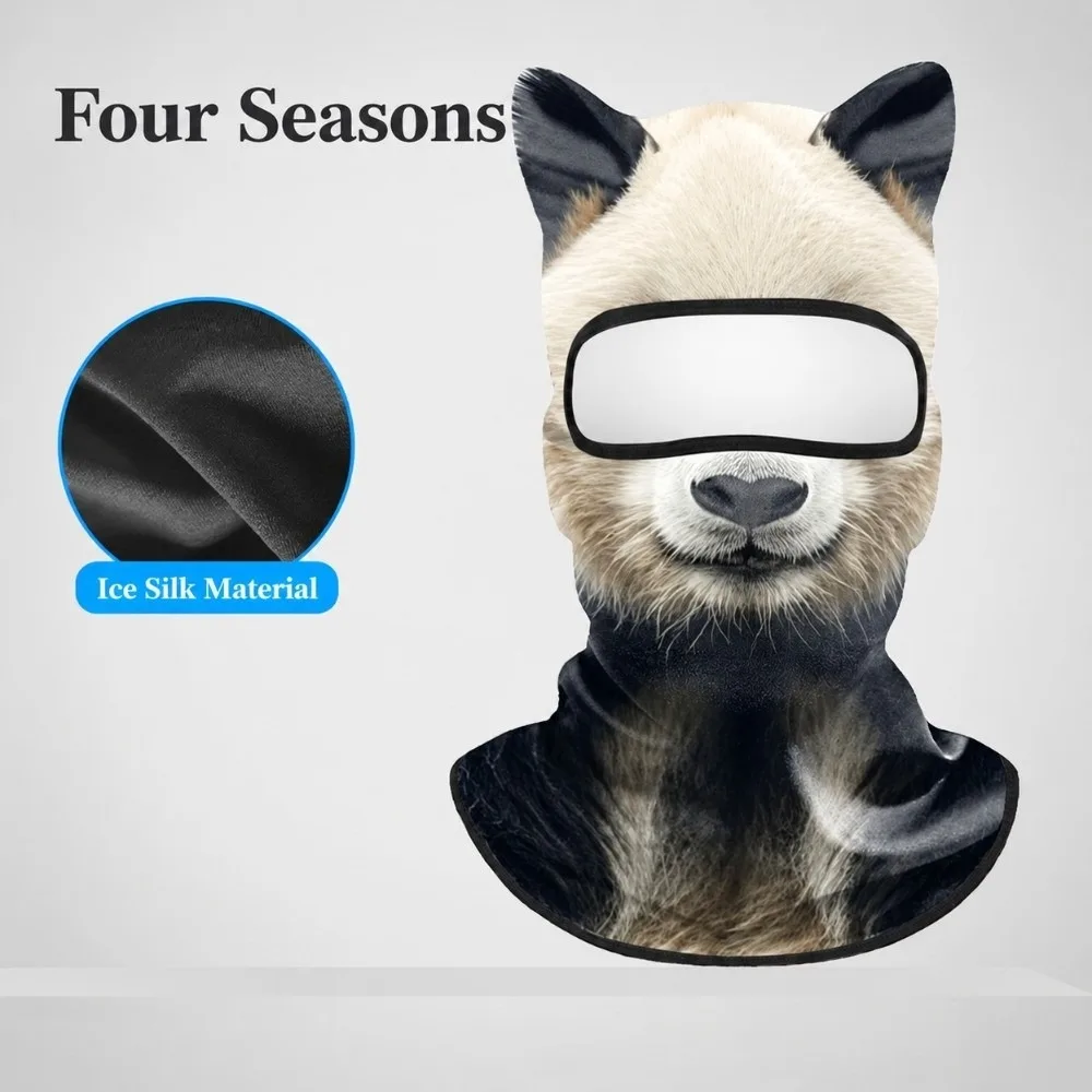 Animal Pattern Balaclava Mask Windproof Ice Silk Full Face Mask Skin Friendly Lifelike Eared Head Cover Cycling/Party/Outdoor
