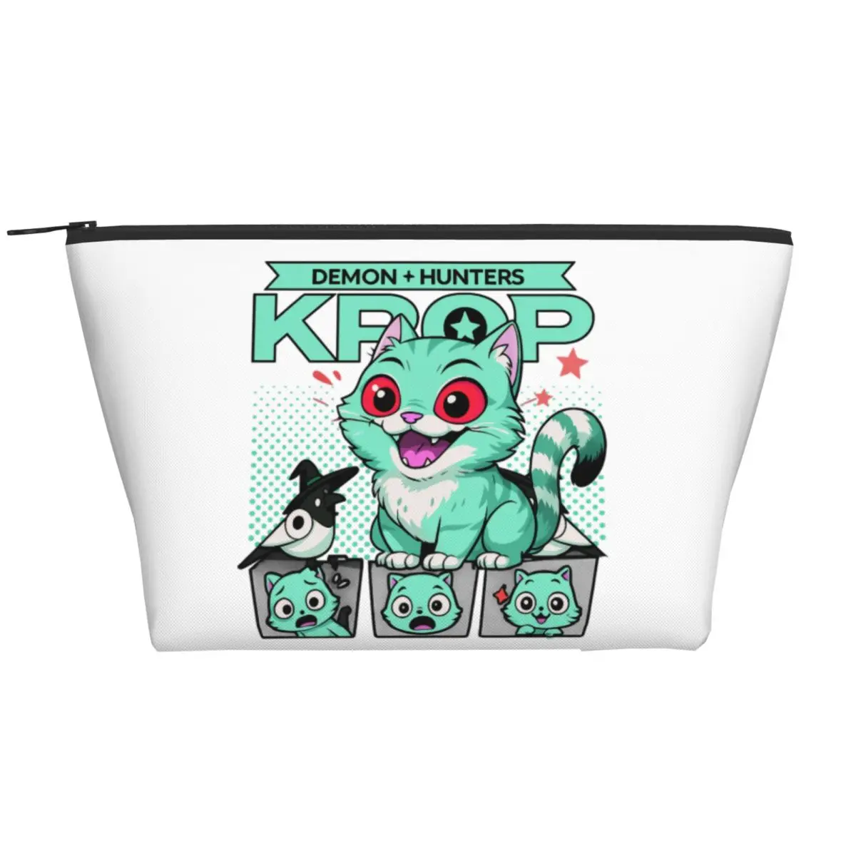 Bolsa de cosméticos Demon Hunter Tiger para mujer, estuche de maquillaje Kawaii de gran capacidad Derpy el tigre y el pájaro, bolsas de aseo para almacenamiento de belleza