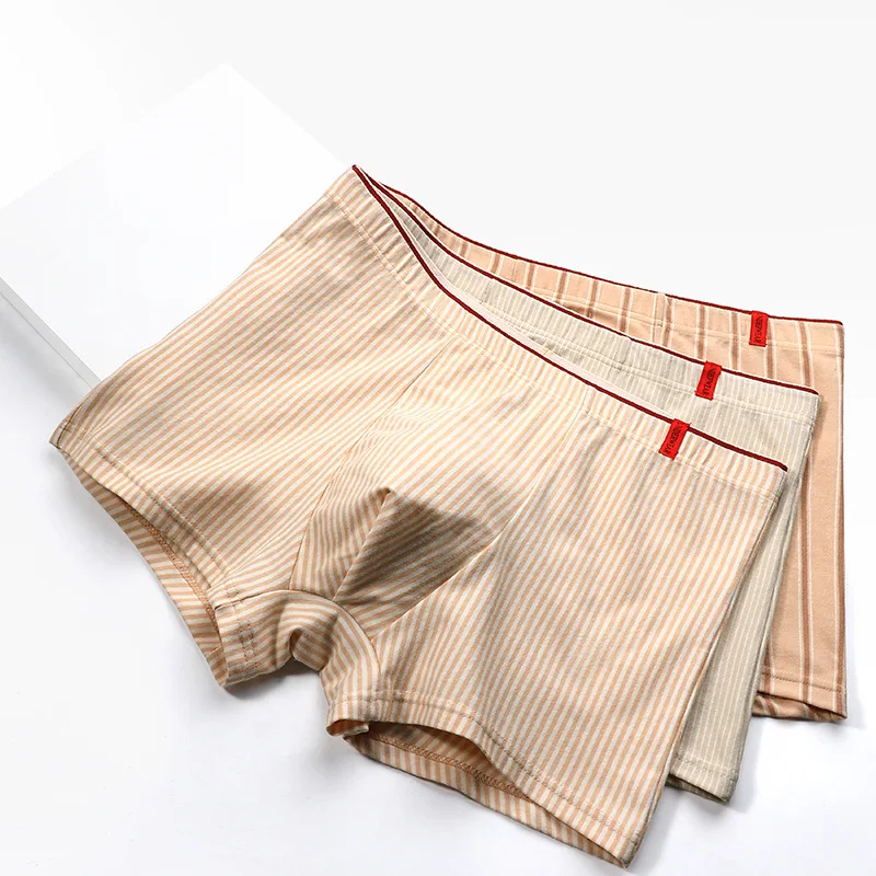 First Color Cotton Underwear Japanese Mid-waist Flat-angle Striped Boys' Underwear Combed Cotton Boxer Shorts Head Cw13150