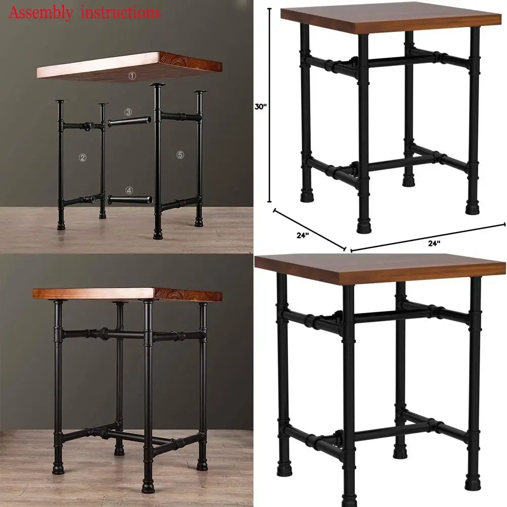 24 Rustic Metal Pipe Table for Entry, End, Coffee, Side, Bar - Suitable for Home Living & Dining Rooms