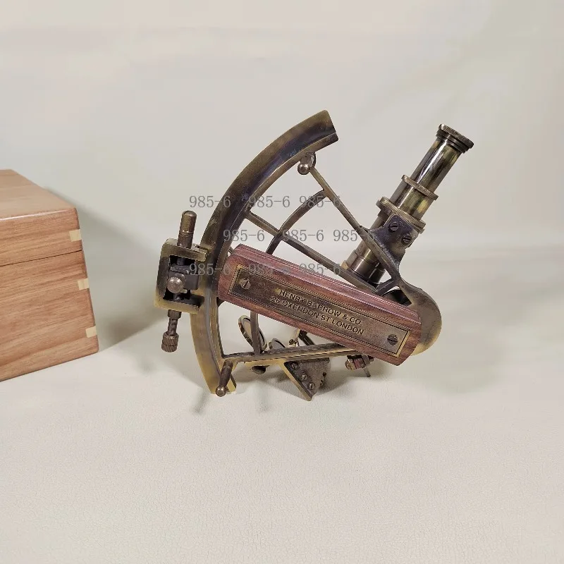 Vintage Maritime Sextant Craft, All-Brass Navigation Tool Ideal for Nautical Collection and Present Giving