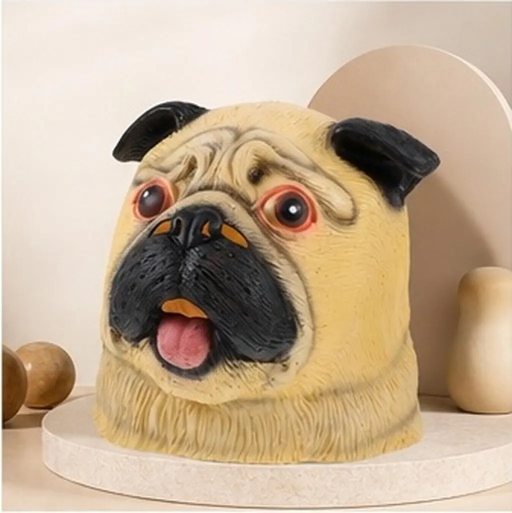 Latex Full Head Dog Shape Mask Natural Rubber Eco Friendly Durable for Masquerade Halloween Cosplay Props Dog Cosplay Props