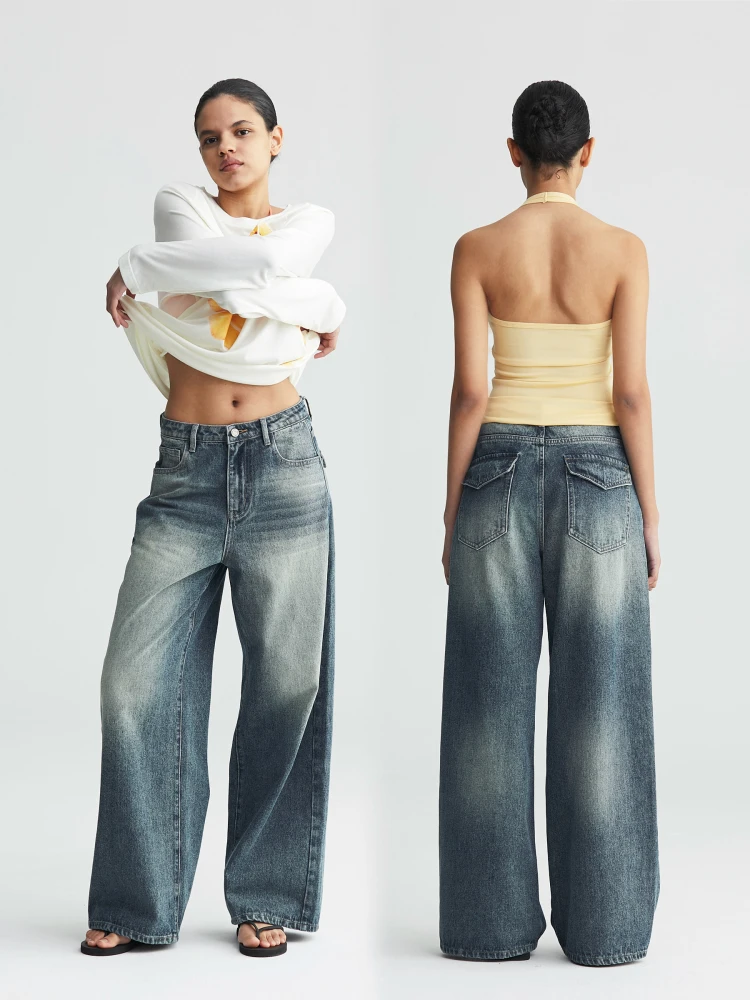 

Широкие джинсы с завышенной талией в стиле ретро, утягивающие джинсовые брюки прямого кроя, свободный крой, молодежные брюки, универсальные на четыре сезона