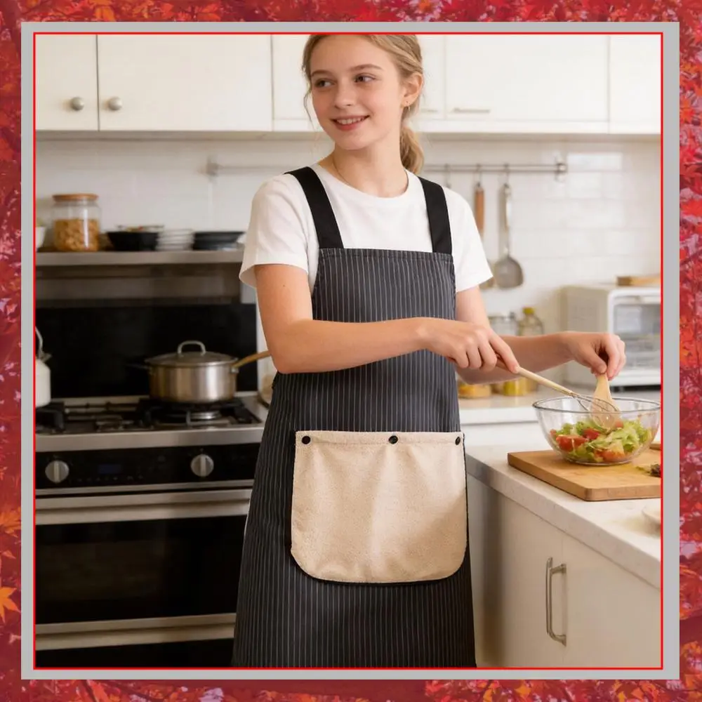 

No-Tie Cross Back Chef Apron with 2 Removable Towel Pockets Easy To Clean Cross-Back Kitchen Apron for Home BBQ Baking