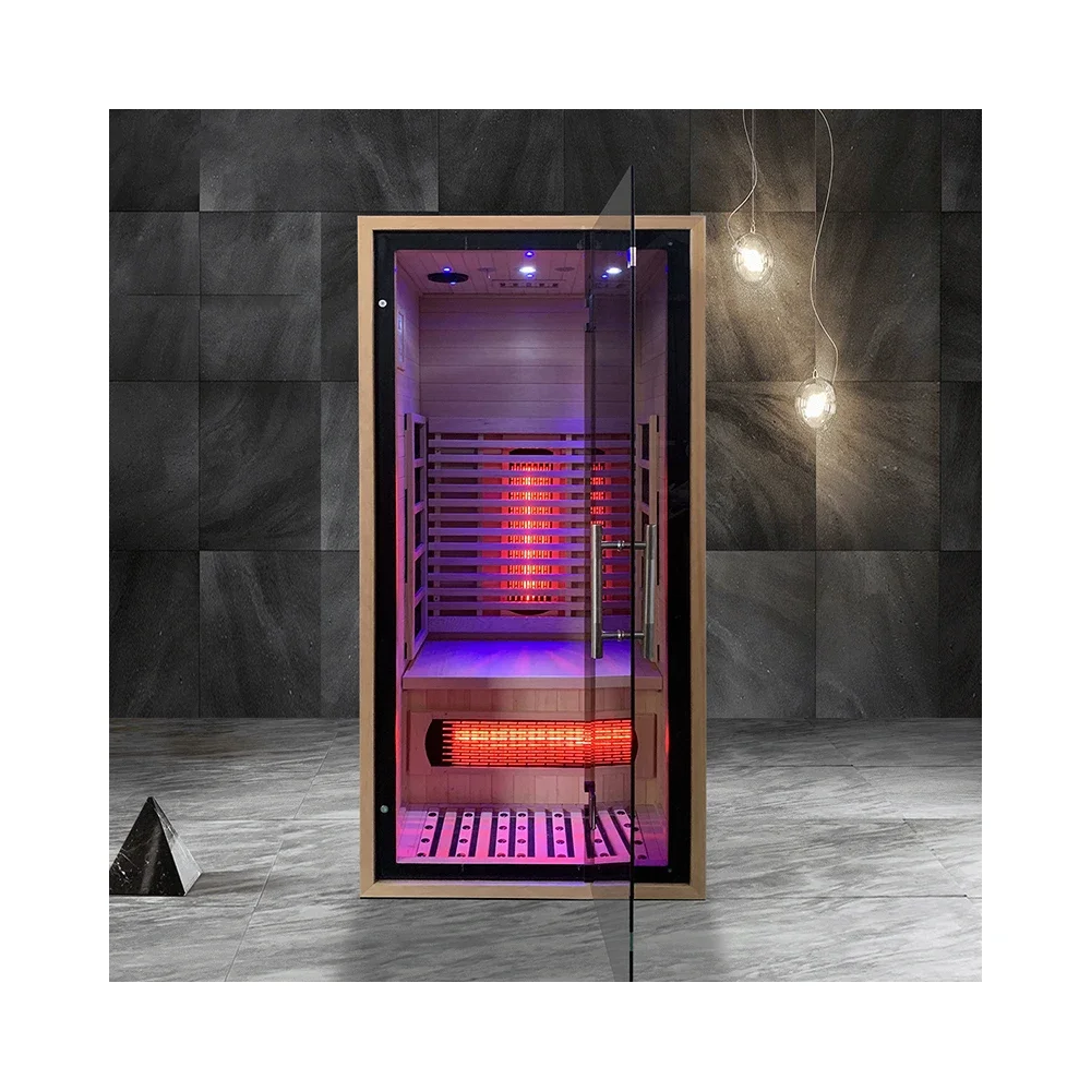 Luxury Red Cedar Far Infrared Sauna Room With Seven-Color Healing Lamp