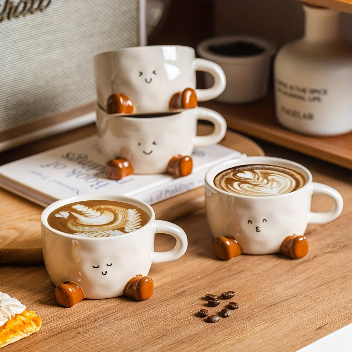 Ceramic Cute Smiling Feet Coffee Mug Cartoon Home Office Latte Mocha Hot Cocoa Party Family Cup Birthday Holiday Gift
