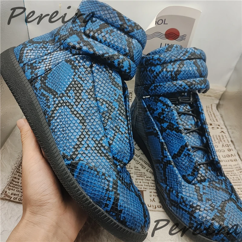 Mixed Colors Suede High Top Shoes Men's Snake Patterned Genuine Leather Short Boots Trendy Outdoor Comfortable Sports Shoes - view 6