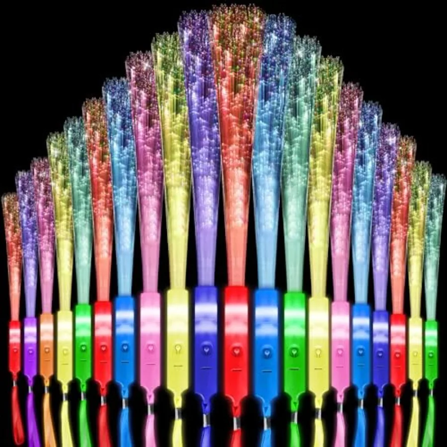 

Pack Glow Sticks, Multicolor Fiber Optic Wand Glow Wand LED Light Up Wand Bulk Flashing Sticks for Glow in The Dark Birthday Pa