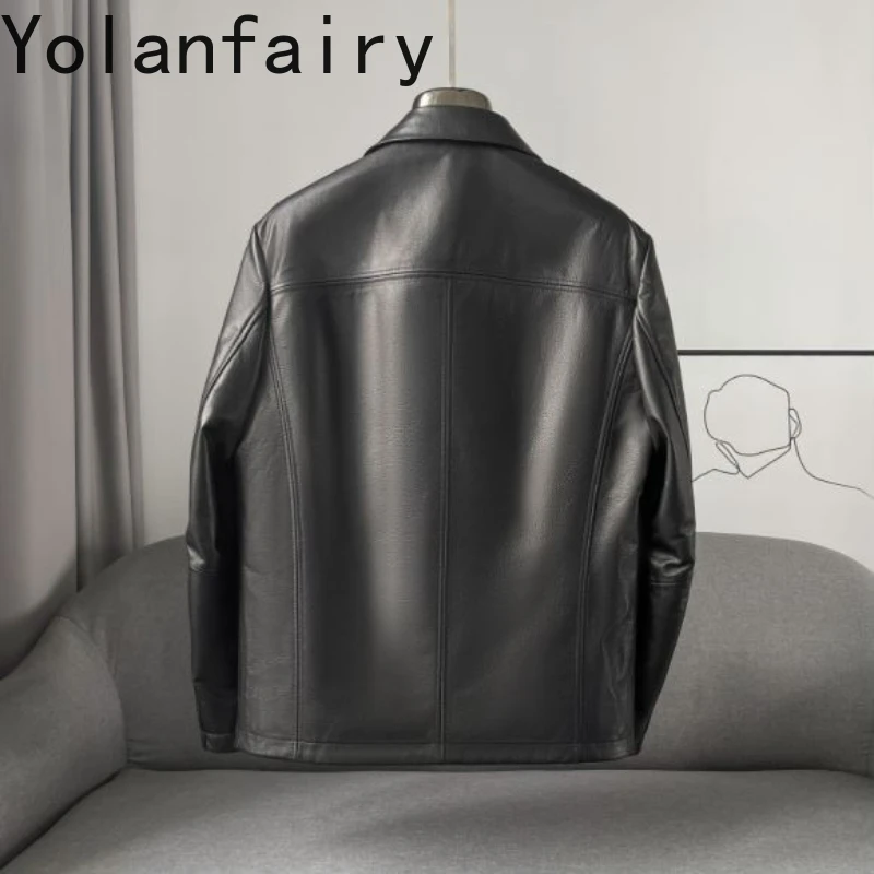 YOLANFAIRY Genuine Leather Sheepskin Men's Clothing Spring Autumn New in Jacket Turn-down Collar Coats Fashion Chamarras De Piel