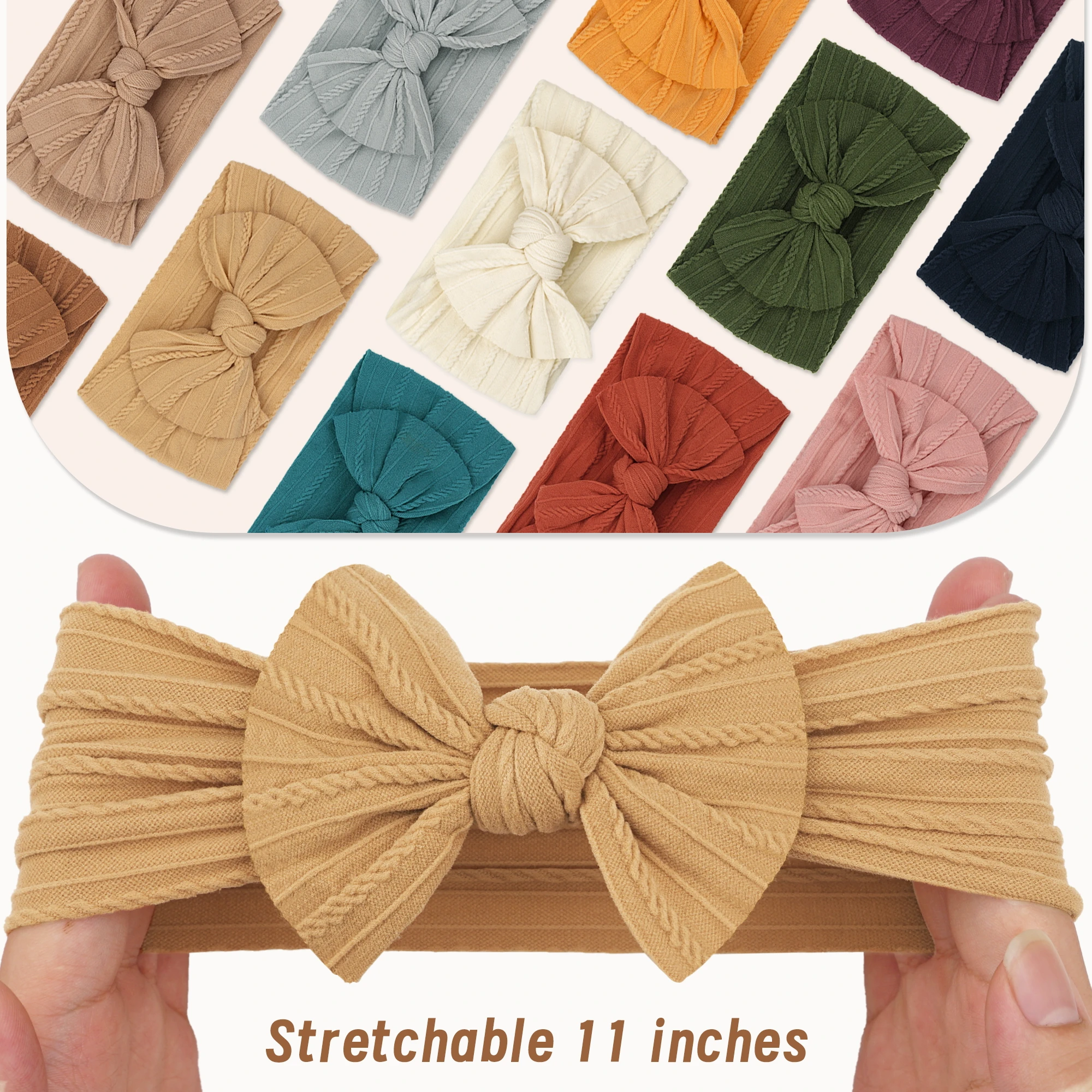 5Pcs Newborns Nylon Headbands Hair Bows Super Stretchy Knotted Turbans for Baby Girls Newborn Infant Toddlers Kids