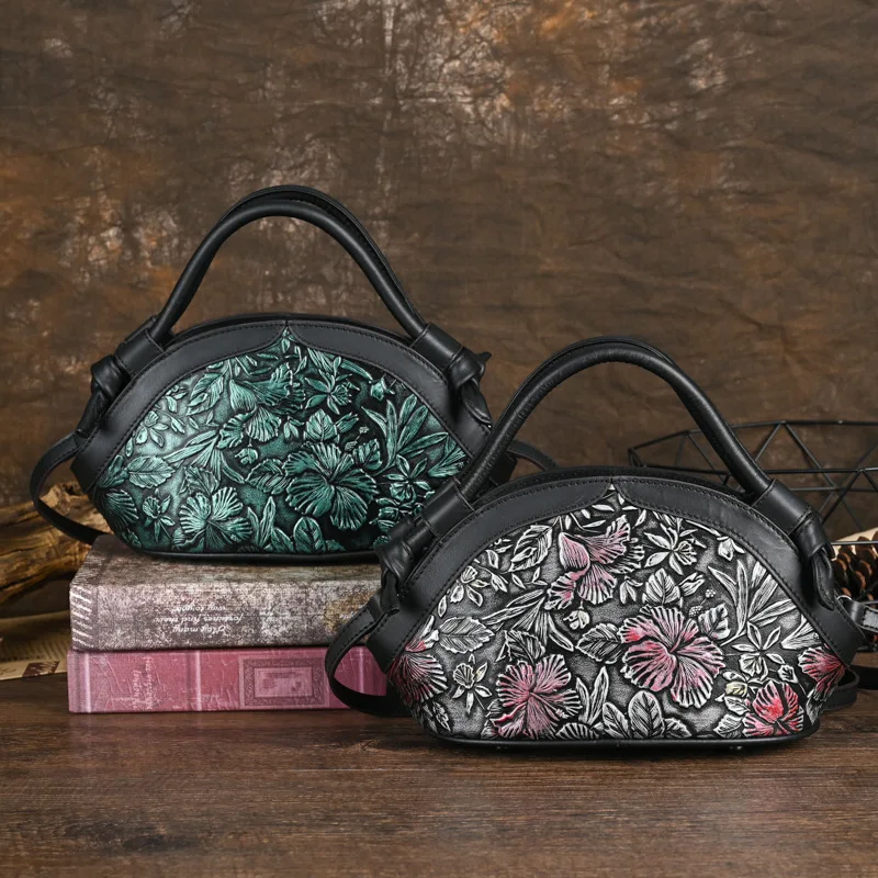 

New women's portable leather middle-aged mother bag first layer cowhide retro single shoulder diagonal cheongsam fashionable sim