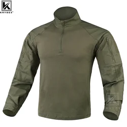 KRYDEX Ranger Green Tactical G4 Combat Shirt For Outdoor Hunting Men Clothing Camouflage Assault Tops + Elbow Pads