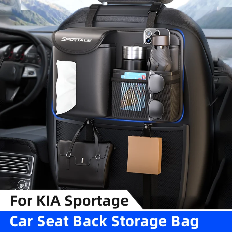 Car Backseat Storage Bag For Kia Sportage PHEV AWD HEV Auto Rear Seat Organizer Hanging Storage Bag Tissue Phone Organizer Bag 