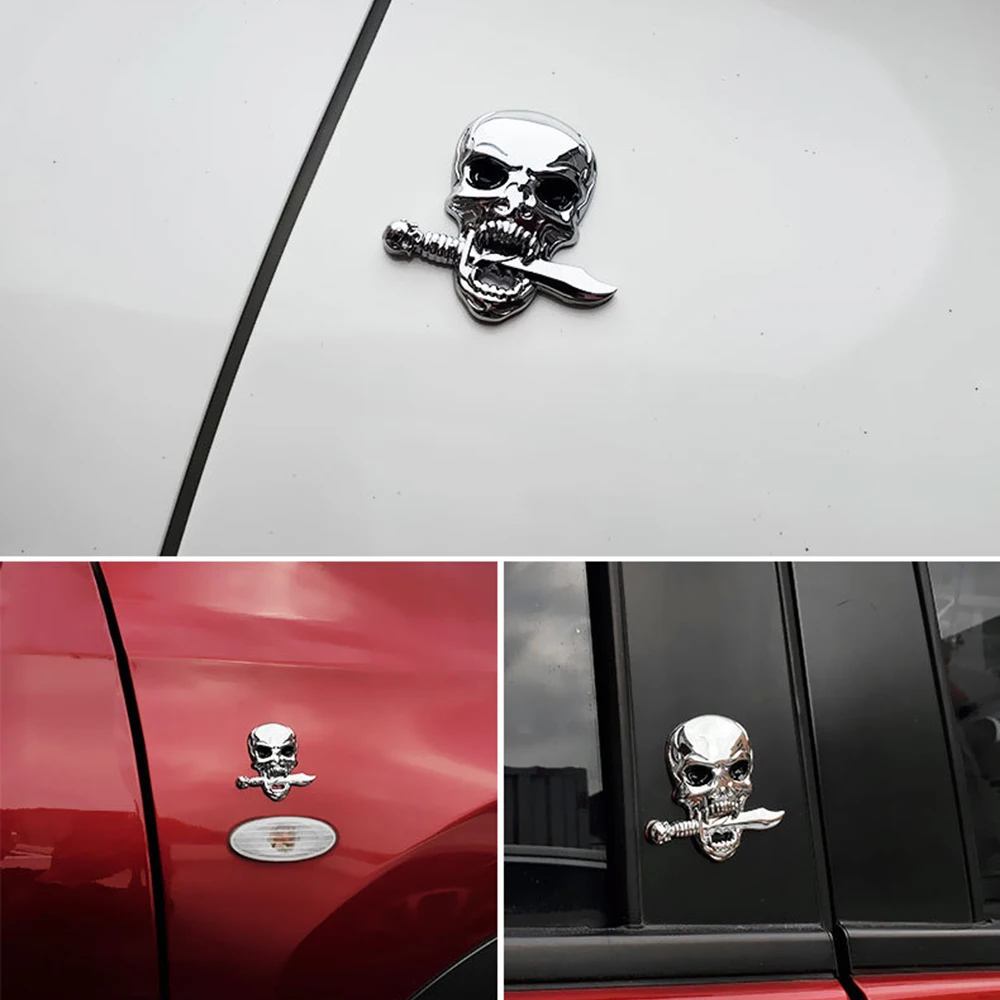 1pcs Skull Metal Sticker for Car, 3D Skull Decal,Skull Zinc Alloy Emblem, for Automobile, Motocycle - Image 6