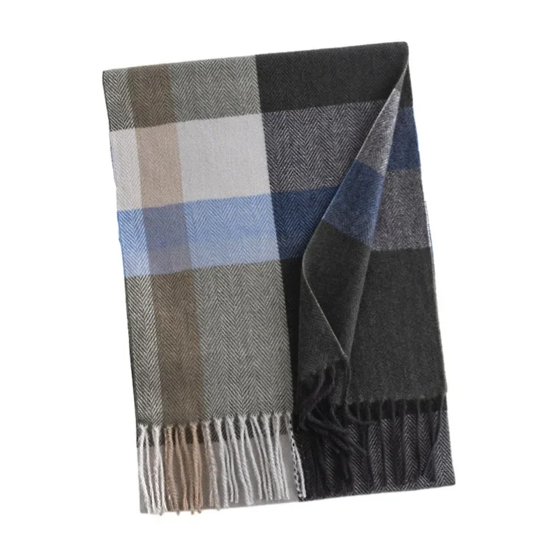 Winter Trend Plaid Men\'s Scarf Imitation Cashmere European American Fashion Commuting Cold Protection Neck Protection Warm Shawl