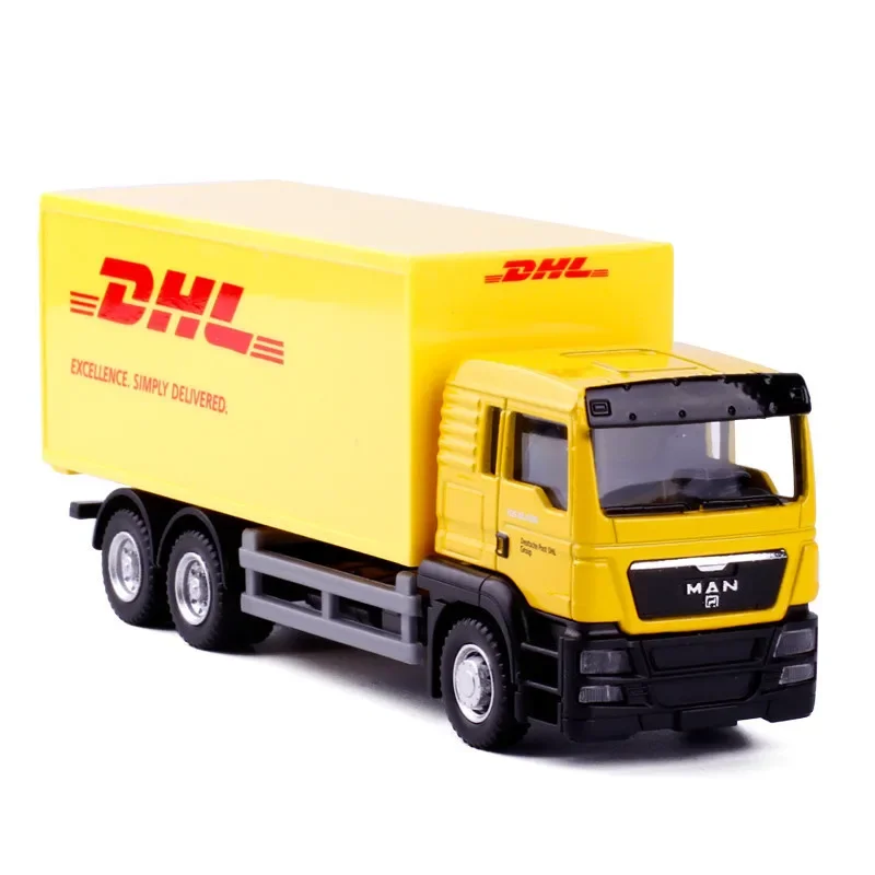 1/36 DHL Truck Model Simulation Toy Vehicle Alloy Pull Back Mini Car Replica Authorized Die Cast Toys Collection