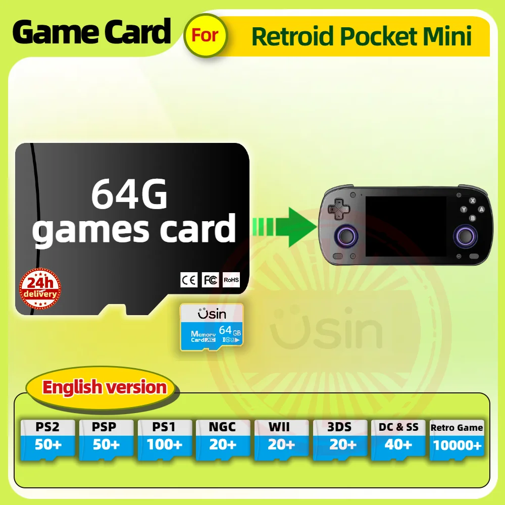 Memory Game Card For Retroid Pocket Mini RPMini English version Retro PS2 PSP Games Android Gaming portable Console SD Cards 64G