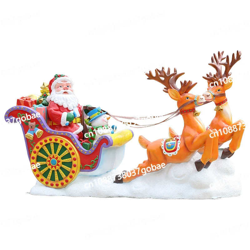 Outdoor Garden Fiberglass Sculpture Cartoon Santa Claus Ornament Christmas Eve Shopping Mall Pedestrian Street Scenic Spot