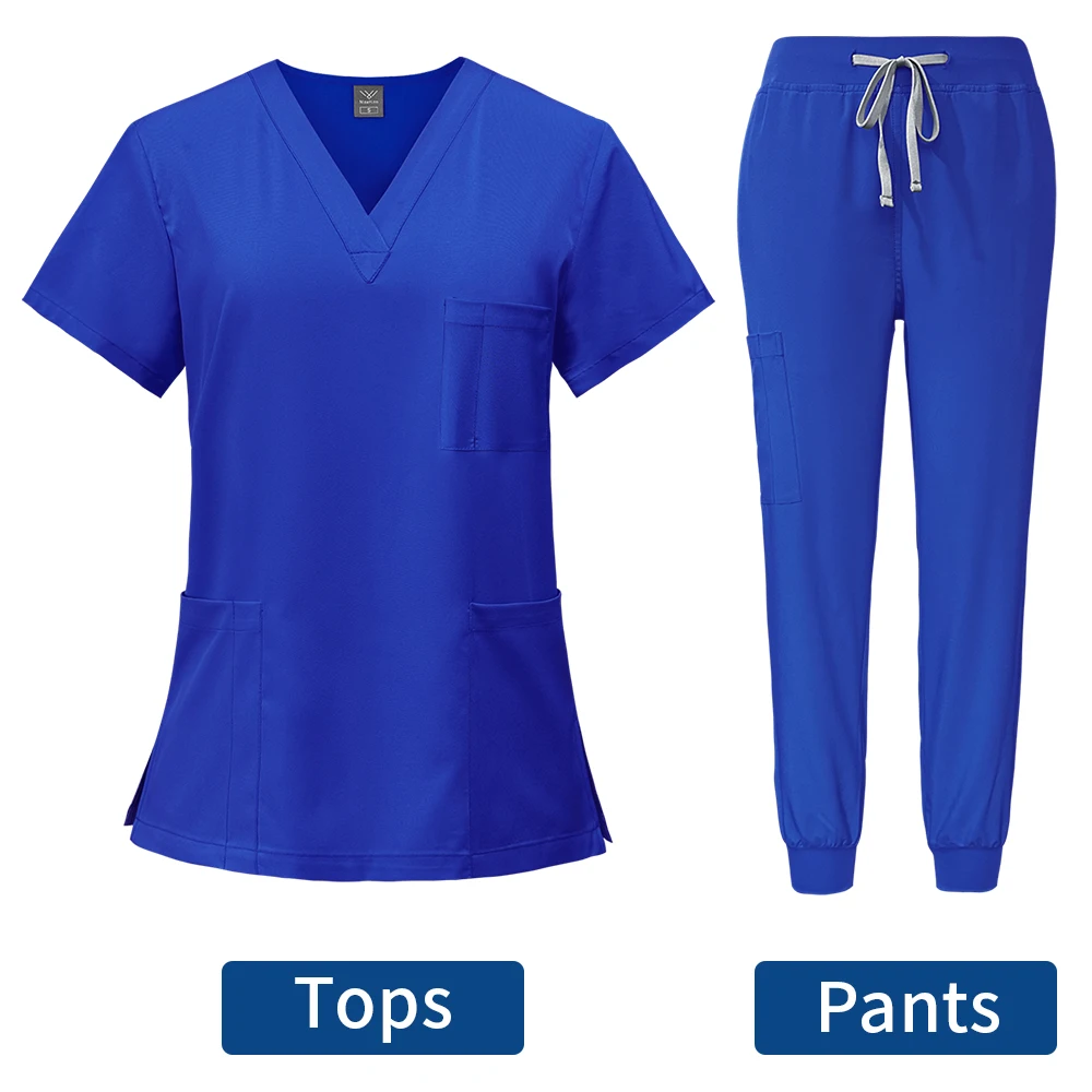 Uniformes médicaux pour femmes, vêtements de travail pour hôpital, col en V, pantalon en Y, accessoires d'infirmières, clinique dentaire, salon de beauté, vêtements de spa