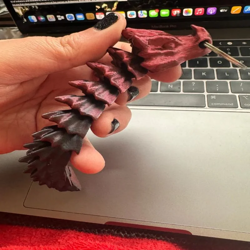 Bone Dragon Keychain Mini Bone Dragon Charm Removable 3D Printable Dragon Keychain Articulated Bone Dragon Tail Keychain