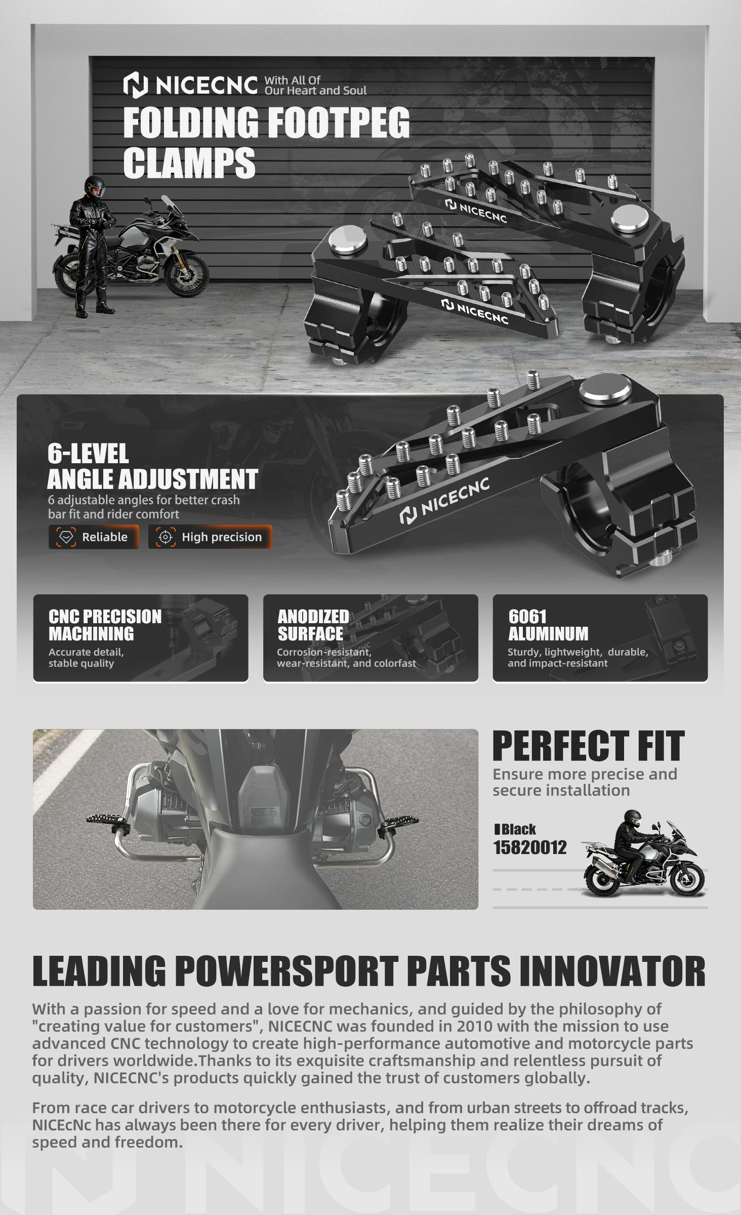 Universell verstellbare Motor-Sturzbügel-Fußrasten für BMW R1250GS R1250GS R1300GS ADV KTM 390 790 890 1290 Adventure Yamaha Honda – Detail 1